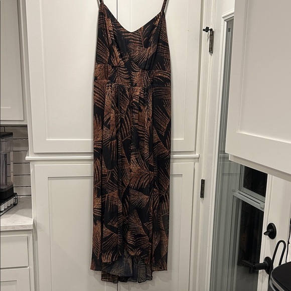 City Chic Elegant Black and Brown Leaf Print Maxi Dress XL - Picture 14 of 15